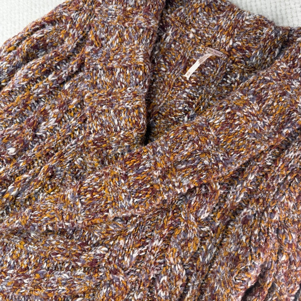 Free People Womens Multicolor Cable Knit Wool Blend Cardigan Sweater Medium